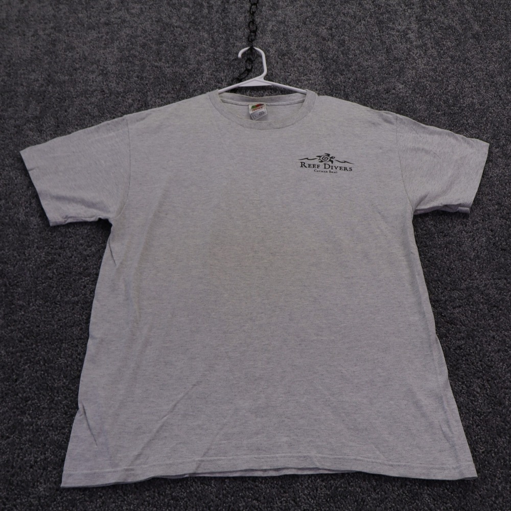 Fruit of the Loom T Shirt Mens Large Gray Russian Warship Cayman Brac Scuba
